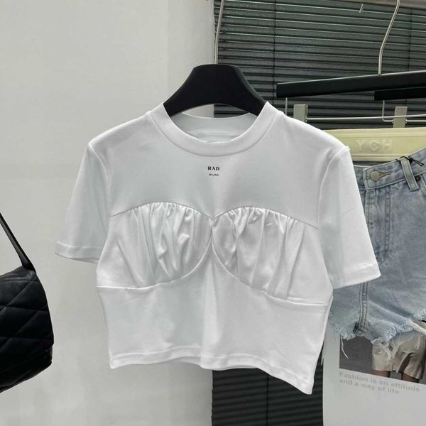 summer women's round neck chest pleated satin splicing short high waist short sleeve, polyester fabric comfortable and breathable, high, White
summer women's round neck chest pleated satin splicing short high waist short sleeve, polyester fabric comfortable and breathable, high, White