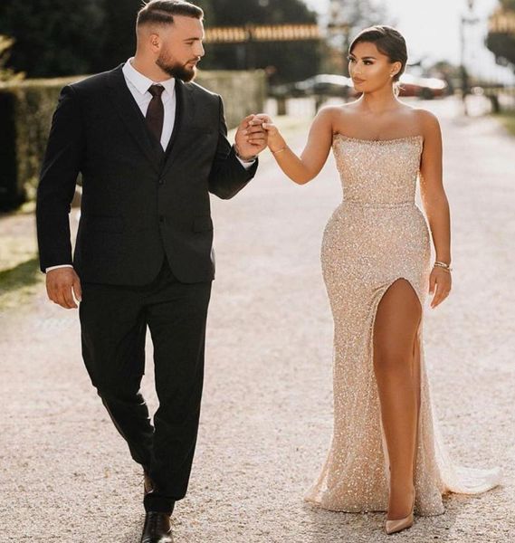 2022 champagne strapless mermaid evening dresses high side split sequin prom party gowns with big bow robe de soiree vestidos2593383, Black;red
2022 champagne strapless mermaid evening dresses high side split sequin prom party gowns with big bow robe de soiree vestidos2593383, Black;red