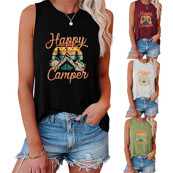 tank for women happy camper sleeveless graphic tee shirts loose fit vest tees, White
tank for women happy camper sleeveless graphic tee shirts loose fit vest tees, White