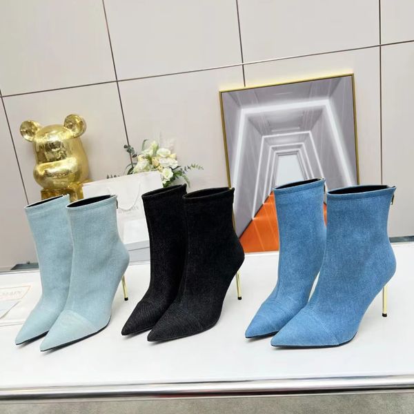 denim fabric stiletto ankle boots middle calf back zipper fashion pointy cowboy bootwomen's outdoor shoes luxury designer high-heeled h, Black
denim fabric stiletto ankle boots middle calf back zipper fashion pointy cowboy bootwomen's outdoor shoes luxury designer high-heeled h, Black