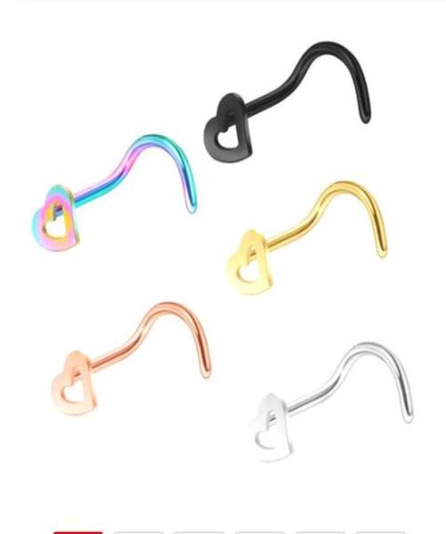 20g l steel heart nose stud rings screw bend piercing jewelry women nose pin8198470, Silver
20g l steel heart nose stud rings screw bend piercing jewelry women nose pin8198470, Silver
