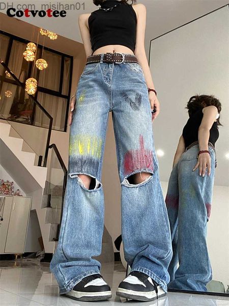 women's jeans cotvotee jeans women's 2023 fashion retro loose relaxed high waist zipper wide leg pants solid tear street fit strai, Blue
women's jeans cotvotee jeans women's 2023 fashion retro loose relaxed high waist zipper wide leg pants solid tear street fit strai, Blue