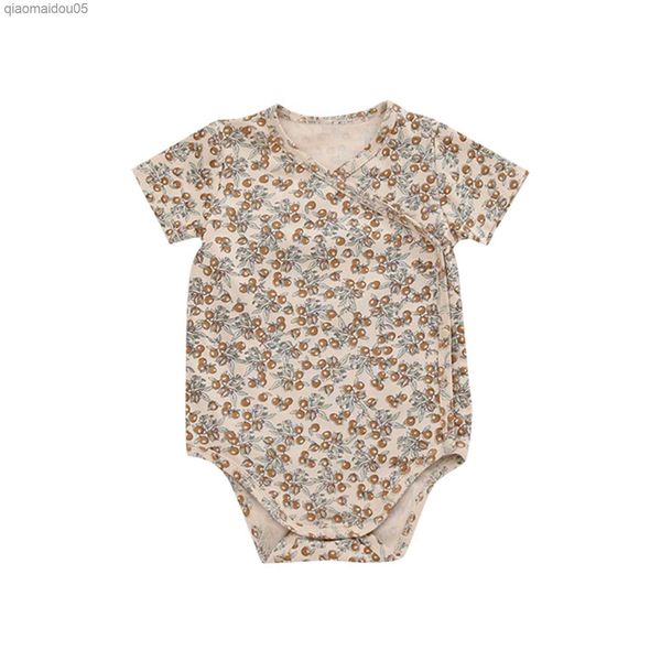 newborn baby boy girl floral short sleeve romper infant onesie bodysuit jumpsuit outfits l230712, Blue