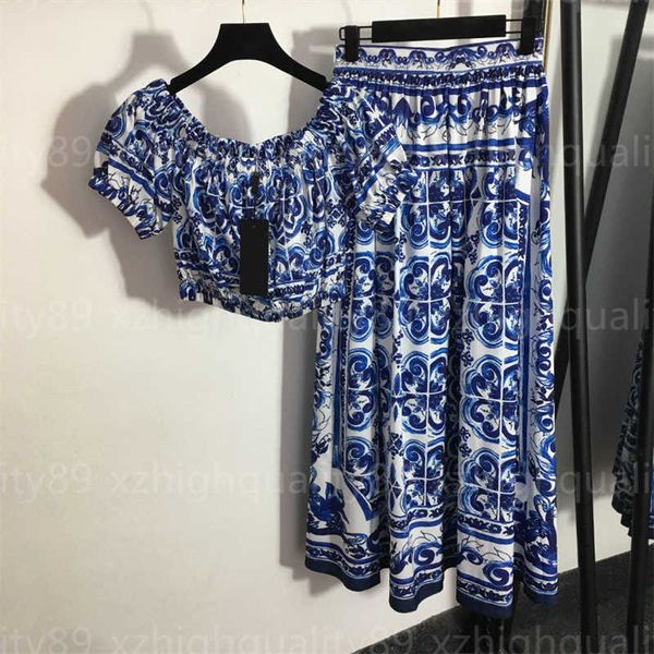 womens two piece set designer women skirt suit celadon print crew neck waist slim short sleeve high waisted pleated half dress designers clo, White
womens two piece set designer women skirt suit celadon print crew neck waist slim short sleeve high waisted pleated half dress designers clo, White