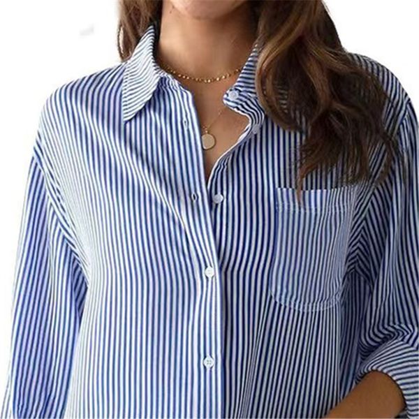 women's tshirt shirts for women designer stripe pattern loose casual stripe long sleeve autumn women's clothing cardigan office wo, White
women's tshirt shirts for women designer stripe pattern loose casual stripe long sleeve autumn women's clothing cardigan office wo, White