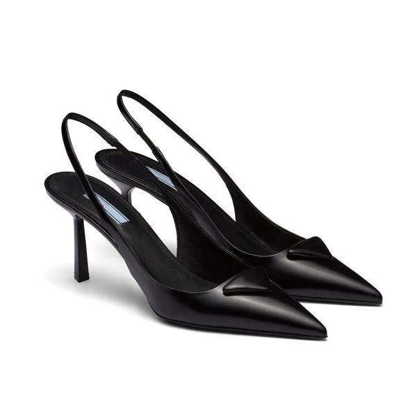 designer heels women dress shoes luxury triangle logo-plaque slingback pumps 75mm pointed toes eu35-40 with box, Black
designer heels women dress shoes luxury triangle logo-plaque slingback pumps 75mm pointed toes eu35-40 with box, Black