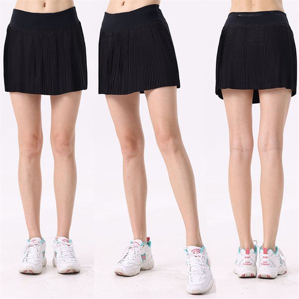 

new ll sports tennis skirt women's outdoor fitness short skirt fake two-piece yoga shorts quick-drying pleated skirt summer sports shor