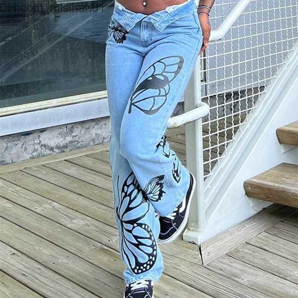 women's jeans women's fashion high street straight leg jeans pants high waist butterfly print loose denim trousers casual street c, Blue
women's jeans women's fashion high street straight leg jeans pants high waist butterfly print loose denim trousers casual street c, Blue