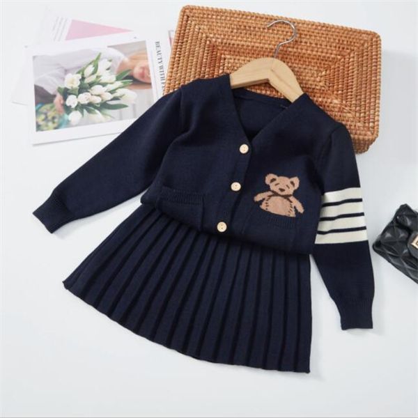 autumn and winter new children's clothing girl solid color college style two-piece children's cardigan knitting suit, White
autumn and winter new children's clothing girl solid color college style two-piece children's cardigan knitting suit, White