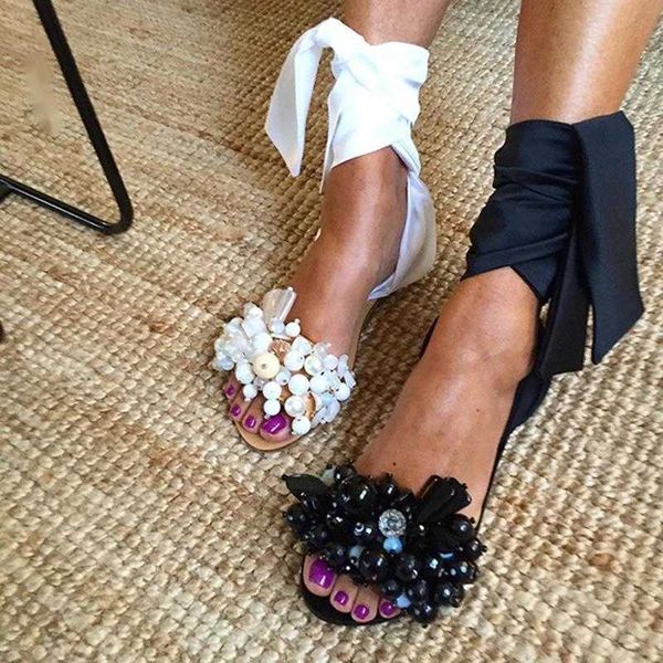 sandals summer female fashion lace up flat sandal non slip wild cute beads flower casual band ladies shoes 230417, Black
sandals summer female fashion lace up flat sandal non slip wild cute beads flower casual band ladies shoes 230417, Black