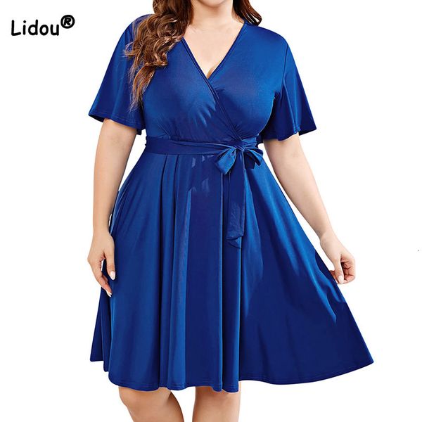 plus size dresses summer size women's clothing solid color milk silk casual vneck sashes bandage short sleeve pullover mid length dress, Black
plus size dresses summer size women's clothing solid color milk silk casual vneck sashes bandage short sleeve pullover mid length dress, Black