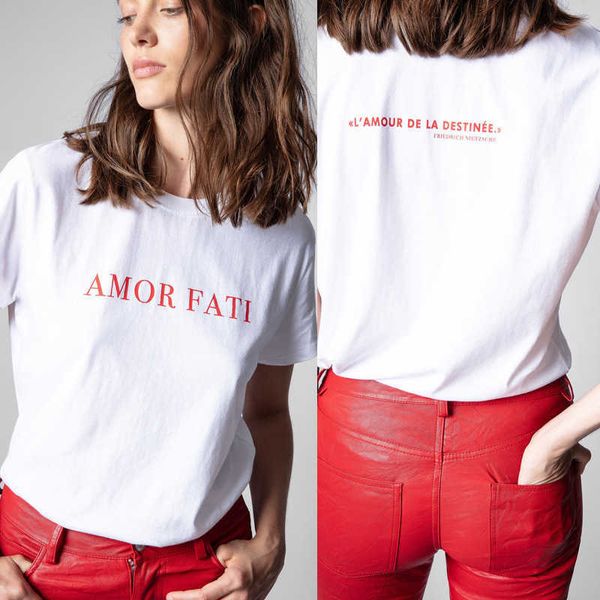 zadig voltaire designer tee shirt women amor fati front back letter printed cotton round neck short sleeve t-shirtt shirt oversized polos c, White
zadig voltaire designer tee shirt women amor fati front back letter printed cotton round neck short sleeve t-shirtt shirt oversized polos c, White