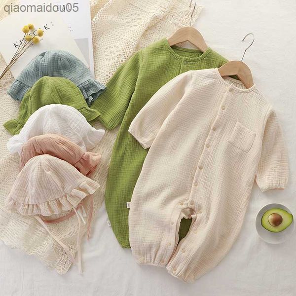 muslin baby jumpsuit hat long sleeve cotton toddler romper for boys girls solid color spring autumn baby clothes newborn onesie l230712, Blue
muslin baby jumpsuit hat long sleeve cotton toddler romper for boys girls solid color spring autumn baby clothes newborn onesie l230712, Blue