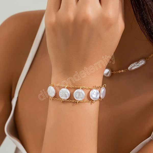 flat imitation pearl bracelets for women trendy charms wedding hand chains jewelry ladies fashion accessories female gifts, Golden;silver
flat imitation pearl bracelets for women trendy charms wedding hand chains jewelry ladies fashion accessories female gifts, Golden;silver