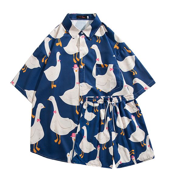 men's tracksuits american casual suit men cartoon animal duck goose print oversize loose shirt shorts twopiece set summer streetwear 23, Gray
men's tracksuits american casual suit men cartoon animal duck goose print oversize loose shirt shorts twopiece set summer streetwear 23, Gray