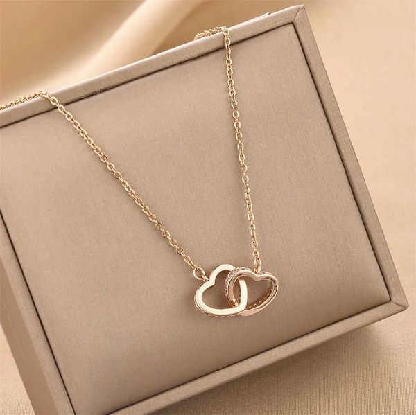 pendant necklaces female jewelry exquisite craftsmanship classic double blue heart luxury designer, Black
pendant necklaces female jewelry exquisite craftsmanship classic double blue heart luxury designer, Black