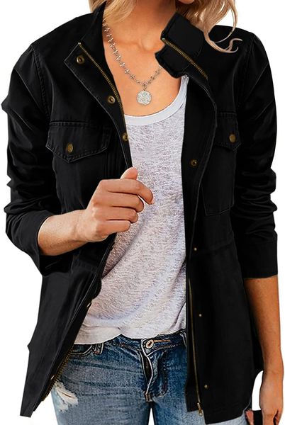 jackets for women military safari utility anorak zip up snap buttons lightweight drawstring coat with pockets, Black;brown
jackets for women military safari utility anorak zip up snap buttons lightweight drawstring coat with pockets, Black;brown