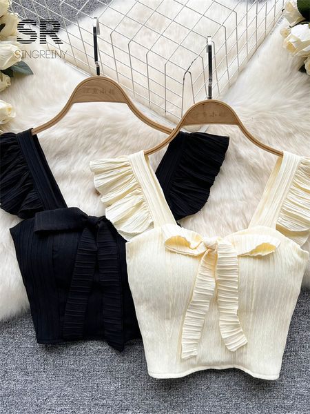 women's tanks camis singreiny summer solid ruffled cami square neck sleeveless bow elastic waist strap ladies sweet korea short tank 23, White
women's tanks camis singreiny summer solid ruffled cami square neck sleeveless bow elastic waist strap ladies sweet korea short tank 23, White