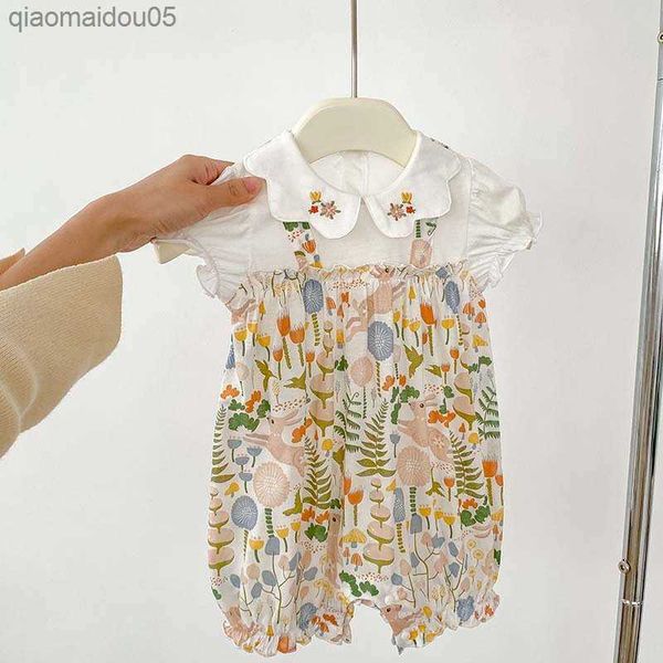 baby romper 2023 summer new fashionable fake two floral printed baby girl doll collar cute short sleeved onesie for kids l230712, Blue
baby romper 2023 summer new fashionable fake two floral printed baby girl doll collar cute short sleeved onesie for kids l230712, Blue