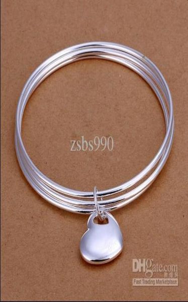925 sterling silver plated heart pendant three laps bangles fashion jewelry for women 10pcslot8214840, Black
925 sterling silver plated heart pendant three laps bangles fashion jewelry for women 10pcslot8214840, Black