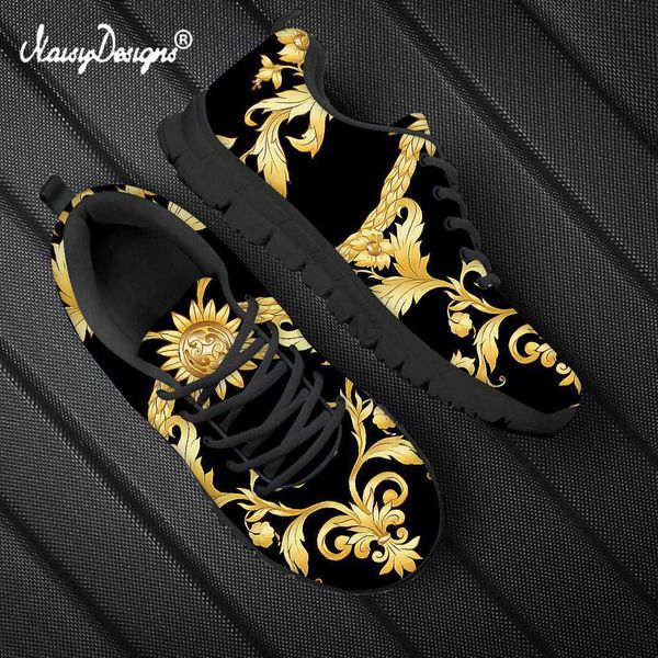 dress shoes noisydesigns light luxury european pattern flat sneakers non-slip gauze breathable sport shoes, Black