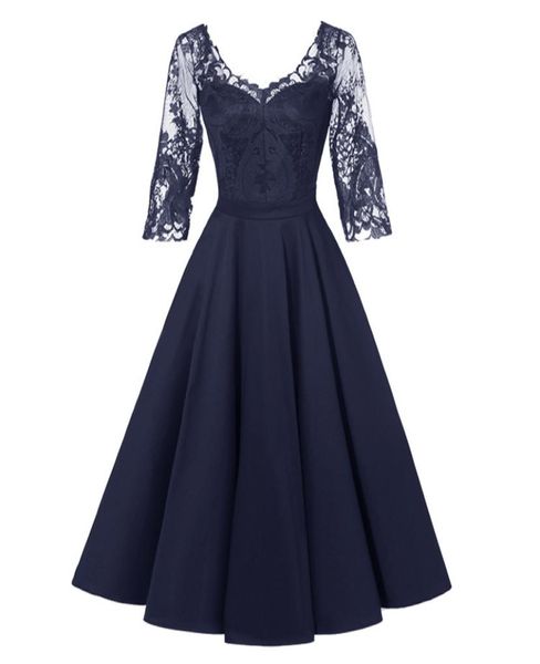 elegant ladies dresses lace stitching midsleeved bridesmaid group dress wedding banquet dress dance performance costume7499171, Blue;red 
elegant ladies dresses lace stitching midsleeved bridesmaid group dress wedding banquet dress dance performance costume7499171, Blue;red