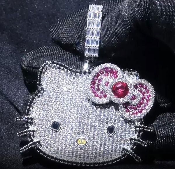 14k gold iced love cat pendant necklace bling micro pave cubic zirconia simulated diamonds icy cats cuban chain, Silver
14k gold iced love cat pendant necklace bling micro pave cubic zirconia simulated diamonds icy cats cuban chain, Silver