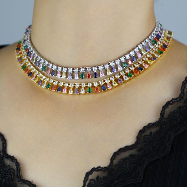 rainbow color water drop shape zircon wedding necklace women lady with 5a cz stone paved statement crystal necklaces jewelry wholesale, Silver
rainbow color water drop shape zircon wedding necklace women lady with 5a cz stone paved statement crystal necklaces jewelry wholesale, Silver