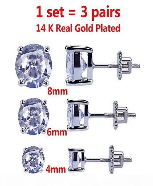 3 pairs set 48 mm 14k gold plated cz square iced out stud earrings with safety screw back for men and women8453908, Golden;silver
3 pairs set 48 mm 14k gold plated cz square iced out stud earrings with safety screw back for men and women8453908, Golden;silver
