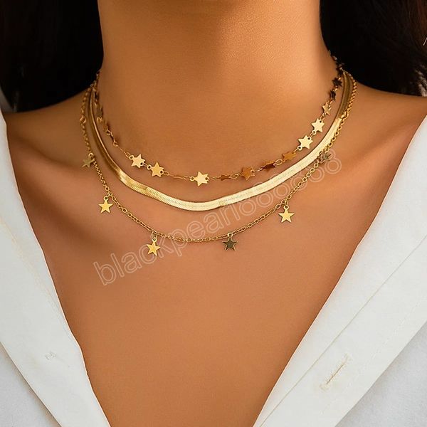 layered separable chains with stars choker necklace for women trendy snake chain on neck collar fashion jewelry accessories, Golden;silver
layered separable chains with stars choker necklace for women trendy snake chain on neck collar fashion jewelry accessories, Golden;silver