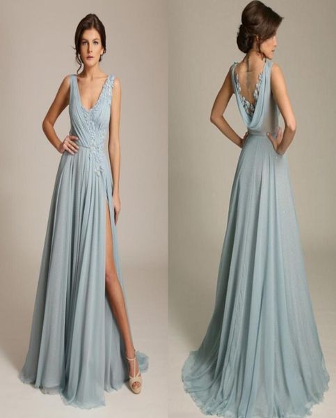 gorgoues dusty blue evening dresses v neck sleeveless appliques chiffon draped back high split formal evening gowns sweep tra8610237, Black;red
gorgoues dusty blue evening dresses v neck sleeveless appliques chiffon draped back high split formal evening gowns sweep tra8610237, Black;red