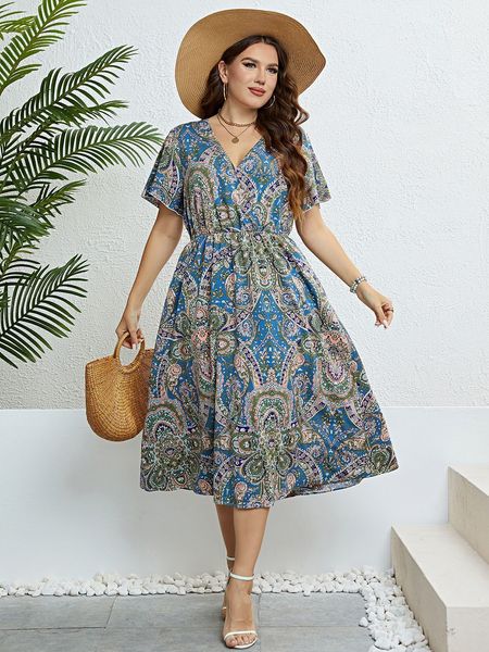 plus size dresses size summer women's dress casual boho floral print v neck short sleeve high elastic waist robe maxi beach sundress 23, Black
plus size dresses size summer women's dress casual boho floral print v neck short sleeve high elastic waist robe maxi beach sundress 23, Black