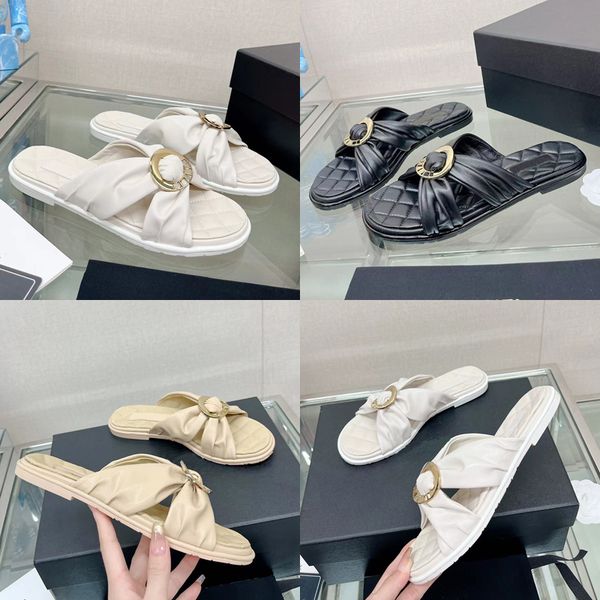 2023 designer luxury pure color slides slippers womens genuine leather cross strap letter round buckle beach sandal lady fashion casual flat, Black
2023 designer luxury pure color slides slippers womens genuine leather cross strap letter round buckle beach sandal lady fashion casual flat, Black
