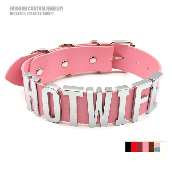 pendant necklaces pink pu leather wife choker collar silver color large letters custom name necklaces for women men personalized jewelry 230
pendant necklaces pink pu leather wife choker collar silver color large letters custom name necklaces for women men personalized jewelry 230