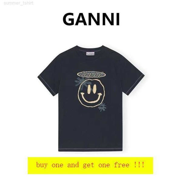 23 ganni women designer t shirt beach tees versatile smiling face print round neck casual loose pullover short sleeve t-shirt clothing 1wig1, White
23 ganni women designer t shirt beach tees versatile smiling face print round neck casual loose pullover short sleeve t-shirt clothing 1wig1, White
