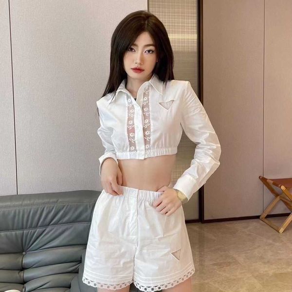 summer ladies lapel lace splicing high-waist short shirt plus loose shorts pantsuit, chiffon fabric comfortable smooth, high-waist casual fa, White
summer ladies lapel lace splicing high-waist short shirt plus loose shorts pantsuit, chiffon fabric comfortable smooth, high-waist casual fa, White