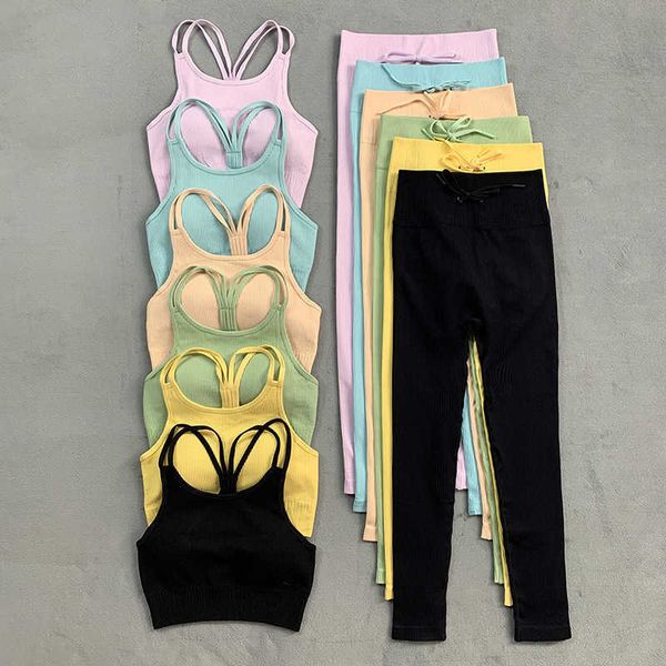 lulu knit striped yoga suit women seamless fitness sport sets high waist tight butt yoga pants sleeveless gym sportswear suits 2 piece
lulu knit striped yoga suit women seamless fitness sport sets high waist tight butt yoga pants sleeveless gym sportswear suits 2 piece