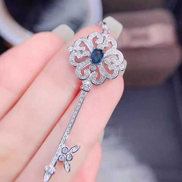 high version blue key necklace women's tiffay sunflower collar chain full of zircon fashion personality versatile, Silver
high version blue key necklace women's tiffay sunflower collar chain full of zircon fashion personality versatile, Silver