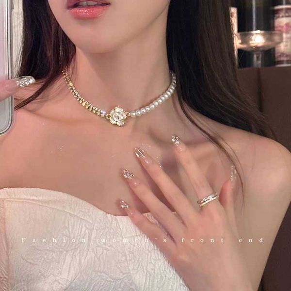 the love of camellia~french camellia flower pearl necklace for women's light luxury and popular design sense collar chain neckchain, Black
the love of camellia~french camellia flower pearl necklace for women's light luxury and popular design sense collar chain neckchain, Black