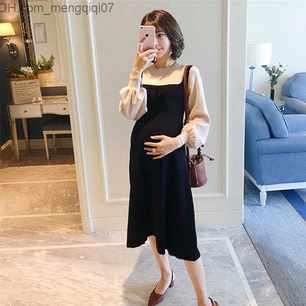 maternity dresses pregnant women's clothing knitted women's thick dress set bishop sleeves full mid calf elastic casual knitted sw, White
maternity dresses pregnant women's clothing knitted women's thick dress set bishop sleeves full mid calf elastic casual knitted sw, White