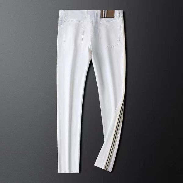 designer luxury men's jeans solid color striped letter line patch printed motorcycle retro color stretch casual pants, Blue
designer luxury men's jeans solid color striped letter line patch printed motorcycle retro color stretch casual pants, Blue