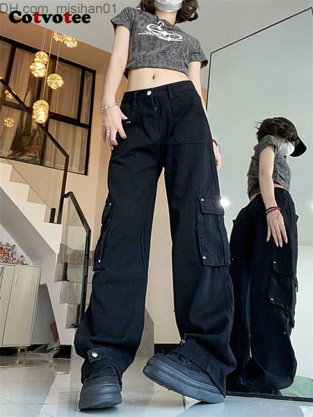 women's jeans cotvotee cargo jeans for women 2023 new high waist vintage more than one pocket pant black street style straight jeans z2, Blue
women's jeans cotvotee cargo jeans for women 2023 new high waist vintage more than one pocket pant black street style straight jeans z2, Blue