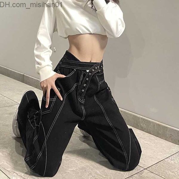 women's jeans women's luggage jeans with belt design gothic black high waisted street clothing casual straight wide leg jeans wome, Blue
women's jeans women's luggage jeans with belt design gothic black high waisted street clothing casual straight wide leg jeans wome, Blue