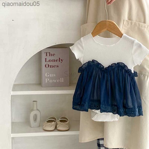 2023 summer girl romper casual short sleeved round neck rompers with lace baby girl dress fashion infant bodysuit girls onesies l230712, Blue
2023 summer girl romper casual short sleeved round neck rompers with lace baby girl dress fashion infant bodysuit girls onesies l230712, Blue