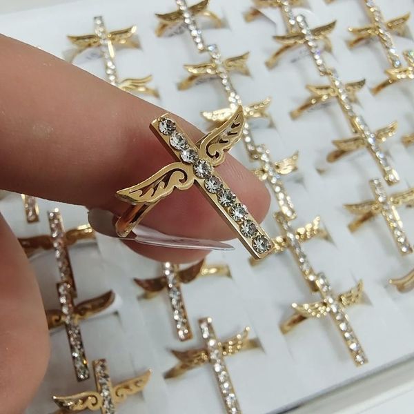 new 30 pieces/batch luxury mixed religious ring stainless steel zircon cross ring women's gift gold-plated wedding ring jewelry gift wh, Golden;silver
new 30 pieces/batch luxury mixed religious ring stainless steel zircon cross ring women's gift gold-plated wedding ring jewelry gift wh, Golden;silver