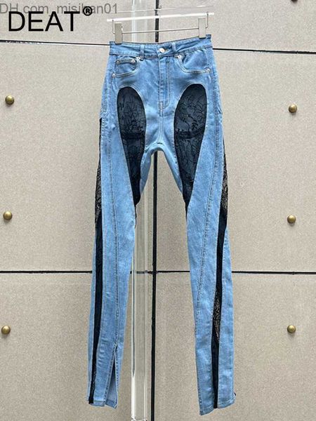 women's jeans deat fashion streetwear personalized lace patch work jeans women's high waist elastic super thin denim pants 2023 su, Blue
women's jeans deat fashion streetwear personalized lace patch work jeans women's high waist elastic super thin denim pants 2023 su, Blue