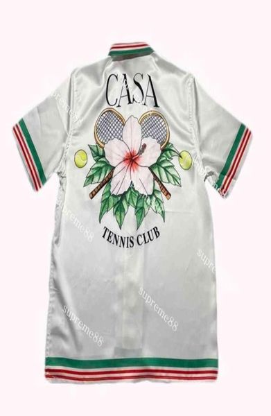 casablanc tennis club tennis racket stripe color matching silk short sleeve shirt european and american2081962, White;black
casablanc tennis club tennis racket stripe color matching silk short sleeve shirt european and american2081962, White;black