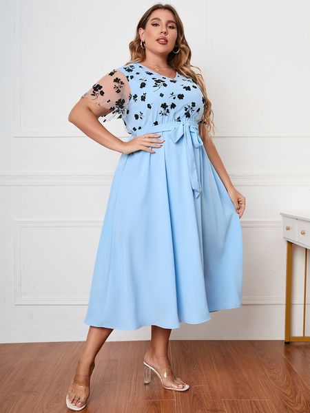 plus size dresses size women clothing lace short sleeve long dress summer vneck belt blue casual party lady big maxi 3xl 4xl 230727, Black
plus size dresses size women clothing lace short sleeve long dress summer vneck belt blue casual party lady big maxi 3xl 4xl 230727, Black
