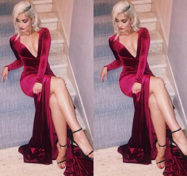 wine red velvet evening dresses deep v neck long sleeves high split custom made burgundy prom dresses 2017 cocktail par6980249, Black;red
wine red velvet evening dresses deep v neck long sleeves high split custom made burgundy prom dresses 2017 cocktail par6980249, Black;red