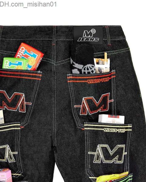 women's jeans multi pocket cargo jeans black pants harajuku hip-hop street dance wide legs trousers street clothing y2k jeans minus two, Blue
women's jeans multi pocket cargo jeans black pants harajuku hip-hop street dance wide legs trousers street clothing y2k jeans minus two, Blue